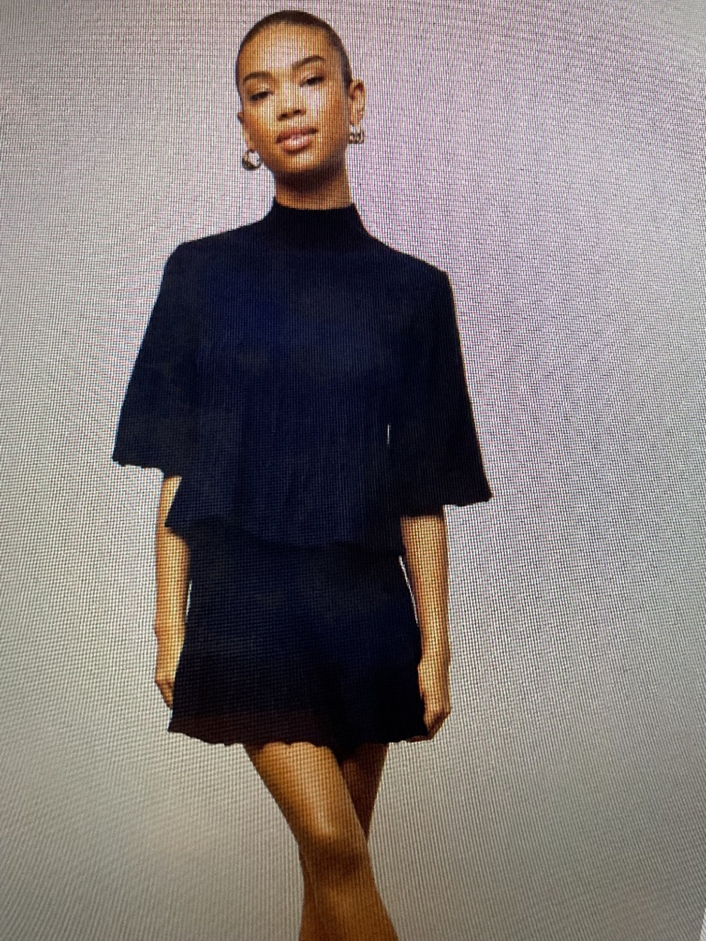 Ribbed Sweater Navy Mini Skirt